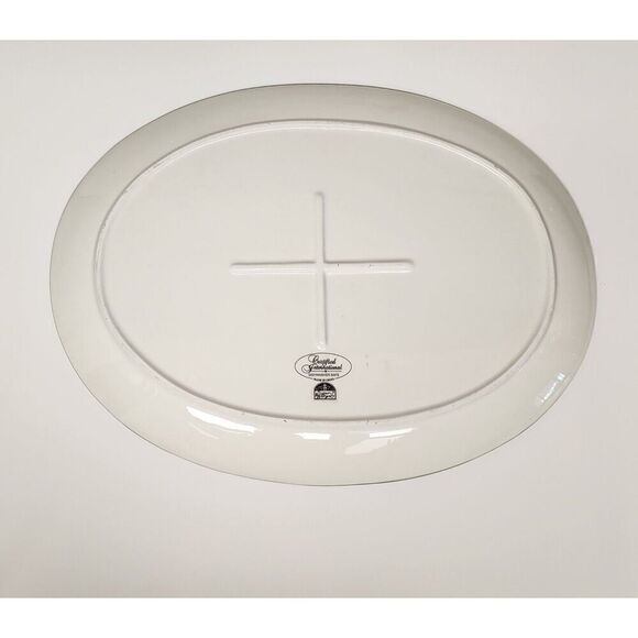 Certified International La Pomme 18" Oval Serving Platter Multicolor Green VTG - Picture 4 of 5